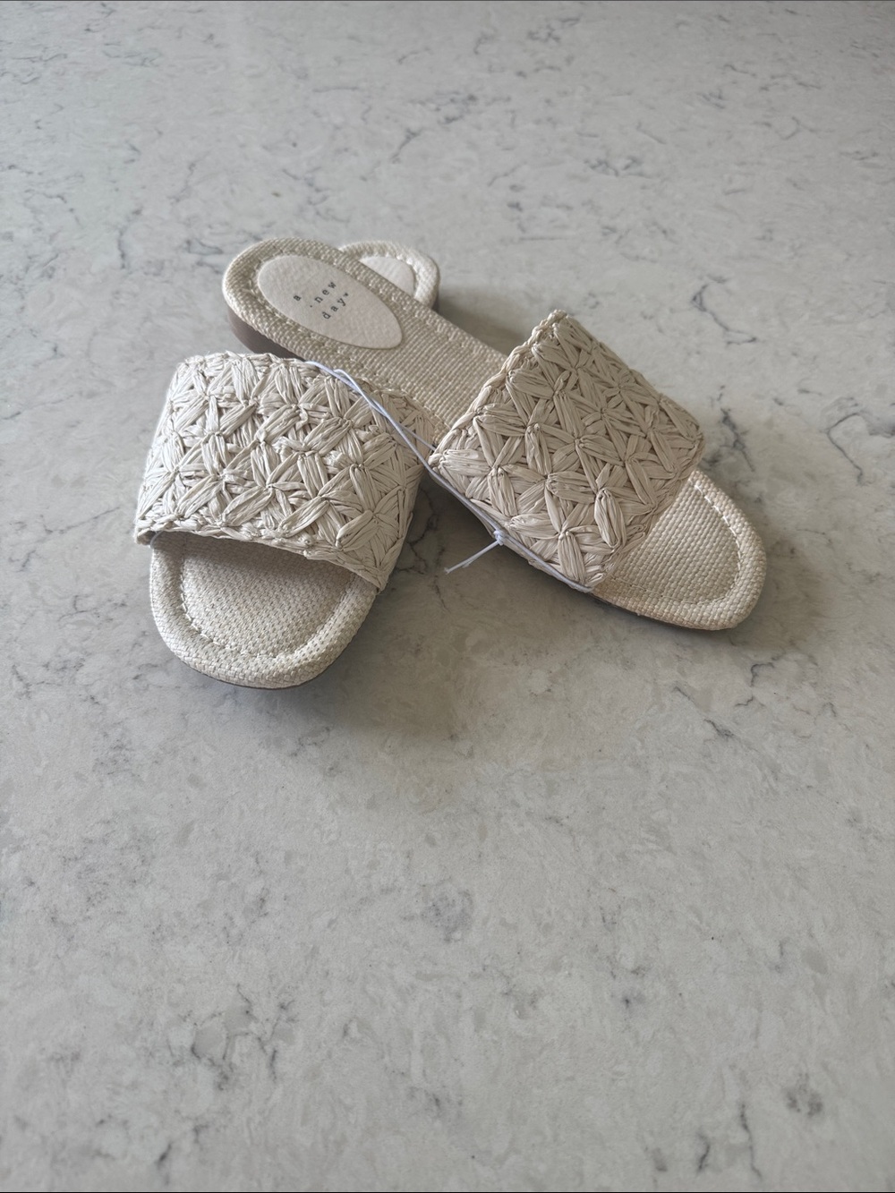 a • new day™️ NTW White Ariella  Woven Slide Sandals Women's Casual Slides